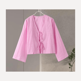 FAYE | Casual Chic Linnen Look Top Dusty Rose Vionelle