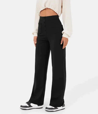Joanne | High-waisted elastische casual broek Midnight Black Vionelle