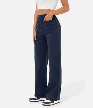 Joanne | High-waisted elastische casual broek Oceanic Navy Vionelle