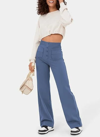 Joanne | High-waisted elastische casual broek Sky Light Blue Vionelle