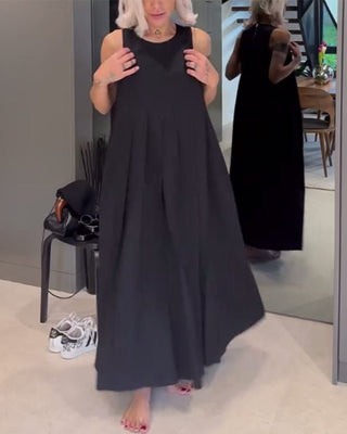 Mira | Elegant tankjurk met effen ontwerp en plooien Zwart Vionelle