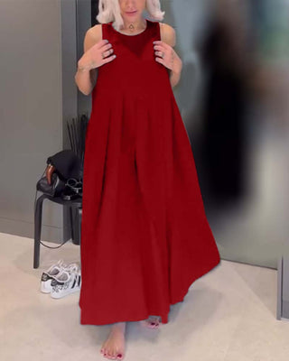 Mira | Elegant tankjurk met effen ontwerp en plooien Rood Vionelle